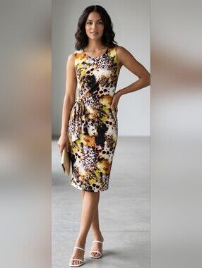 BCBGMaxAzria Leopard Print Travel Knit Wrap Dress S